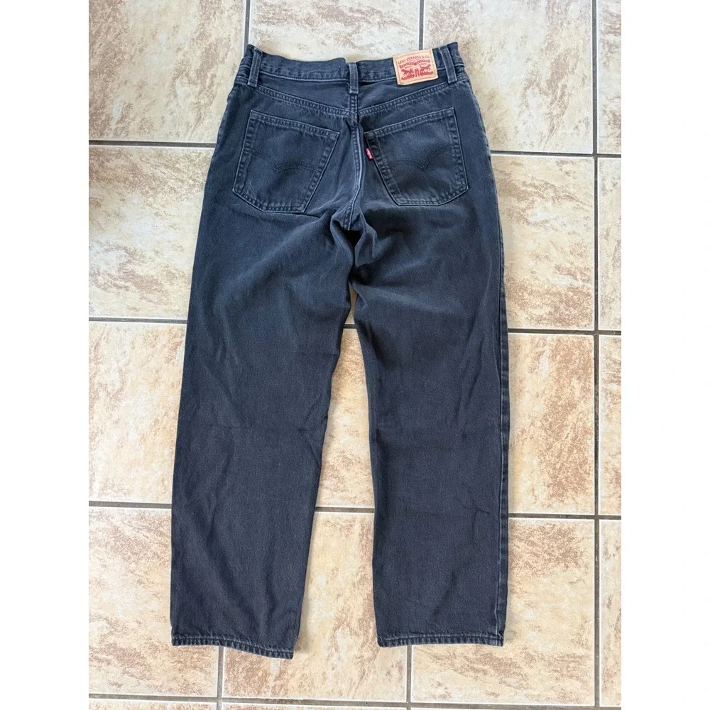 Levis 94 Baggy Jeans Womens 28x31 Washed Black Wide Leg Denim A3510-0000